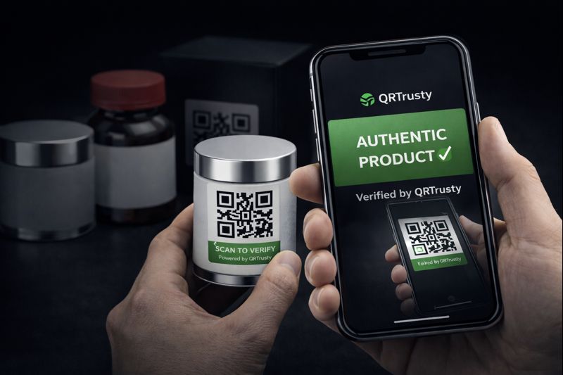 Customer scanning a genuine product and seeing an authentic confirmation