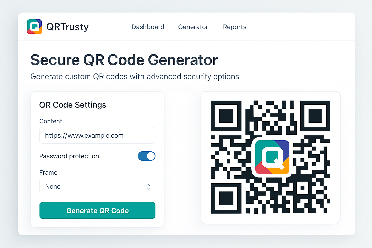 QR code generator with logo and brand text