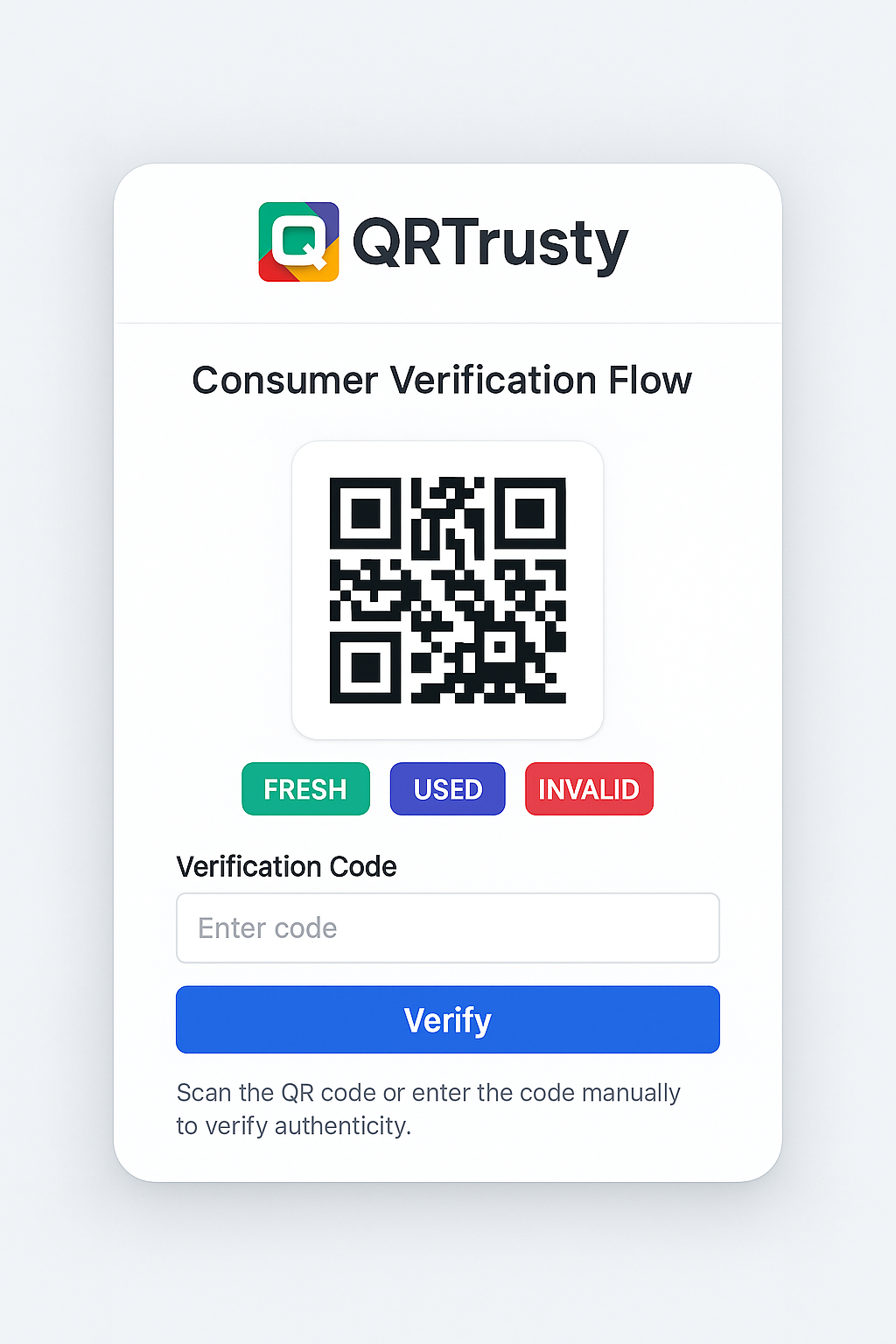 Consumer verification page with success and warning states